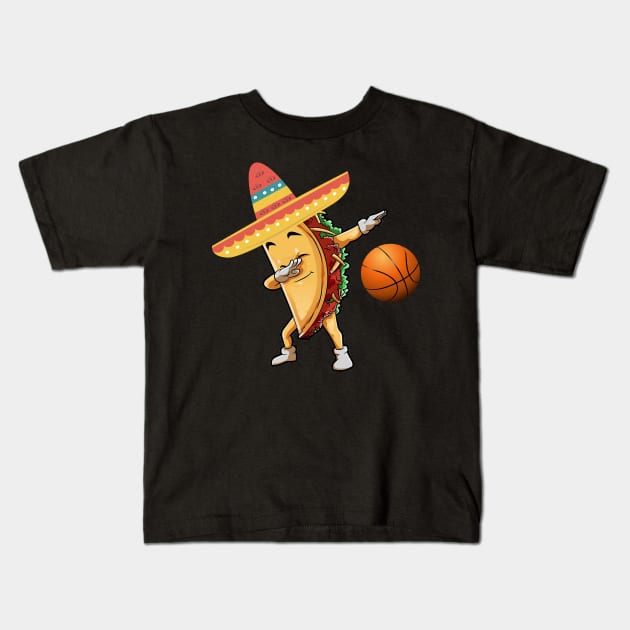 Dabbing basketball taco dab Kids T-Shirt by Antoniusvermeu